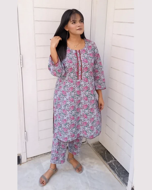 Untitled-2-09 Grey Pink Floral Printed 2-Piece Lawn Suit