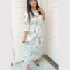 Pastel Blue Floral Printed 2 Piece Lawn Set For Women Elegant Chikankari Dresses For Women In Pakistan