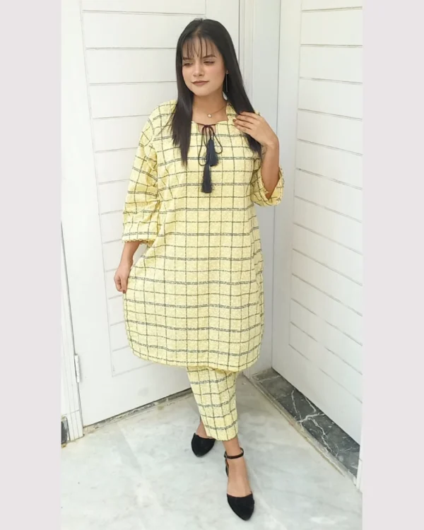 Untitled-2-15 Mustard Check Printed 2-Piece Lawn Suit