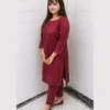 Maroon Minimal Festive Suit In Soft Viscose Fabric Elegant Maroon Minimal Festive Suit In Soft Viscose Fabric