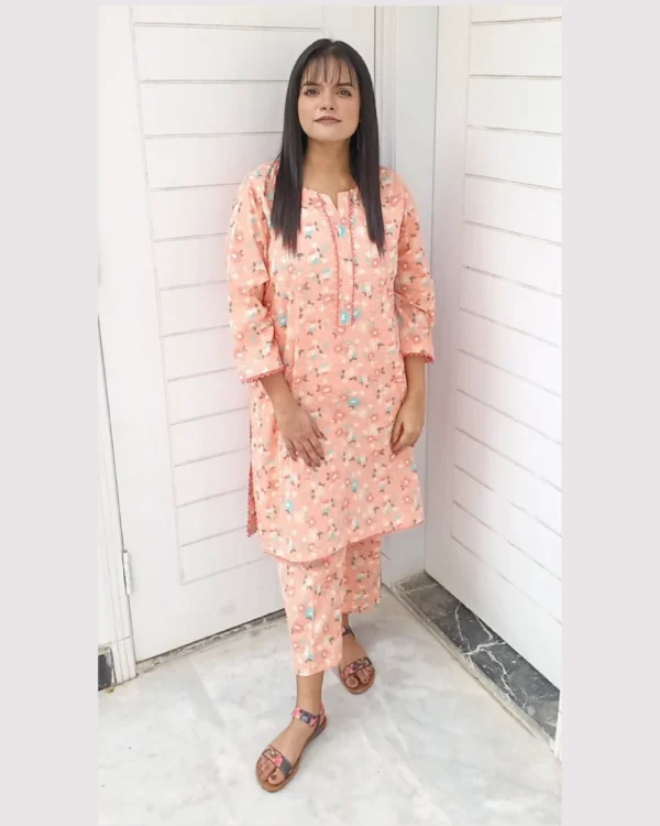 Untitled-2-27 Peach Floral Printed 2-Piece Lawn Suit