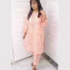 Peach Floral Printed 2 Piece Lawn Suit For Women Elegant Peach Floral Printed 2 Piece Lawn Suit For Women
