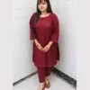 Untitled-2-33 Maroon Minimal Suit in Soft Viscose Fabric