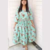 Aqua Blue Floral Frock Set