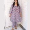 Grey Pink Floral Printed 2 Piece Lawn Suit For Women Elegant Grey Pink Floral Printed 2 Piece Lawn Suit For Women