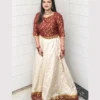 Untitled-3-05 Maroon & Ivory Banarsi Lehenga Kurti Set