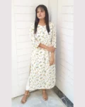 Off White Floral Printed 2 Piece Lawn Set For Women Elegant Off White Floral Printed 2 Piece Lawn Set For Women