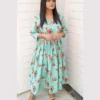 Aqua Blue Floral Frock Set