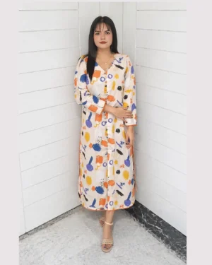 Abstract Multi Color Printed Lawn Suit For Women Elegant Abstract Multi Color Printed Lawn Suit For Women