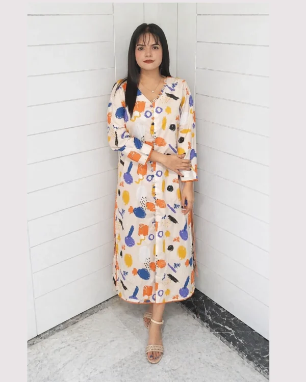 Abstract Multi Color Printed Lawn Suit For Women Elegant Abstract Multi Color Printed Lawn Suit For Women