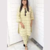 Mustard Check Printed 2 Piece Lawn Suit For Women Elegant Mustard Check Printed 2 Piece Lawn Suit For Women