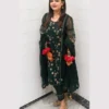 Embroidered Emerald Green Chiffon Suit