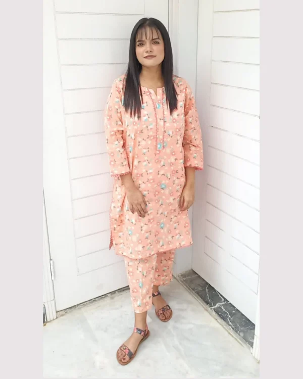 Untitled-3-35 Peach Floral Printed 2-Piece Lawn Suit