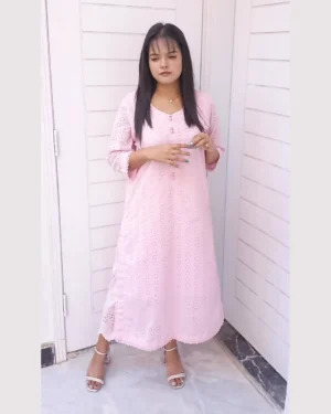 Elegant Baby Pink Chikankari 2 Piece Lawn Set For Women