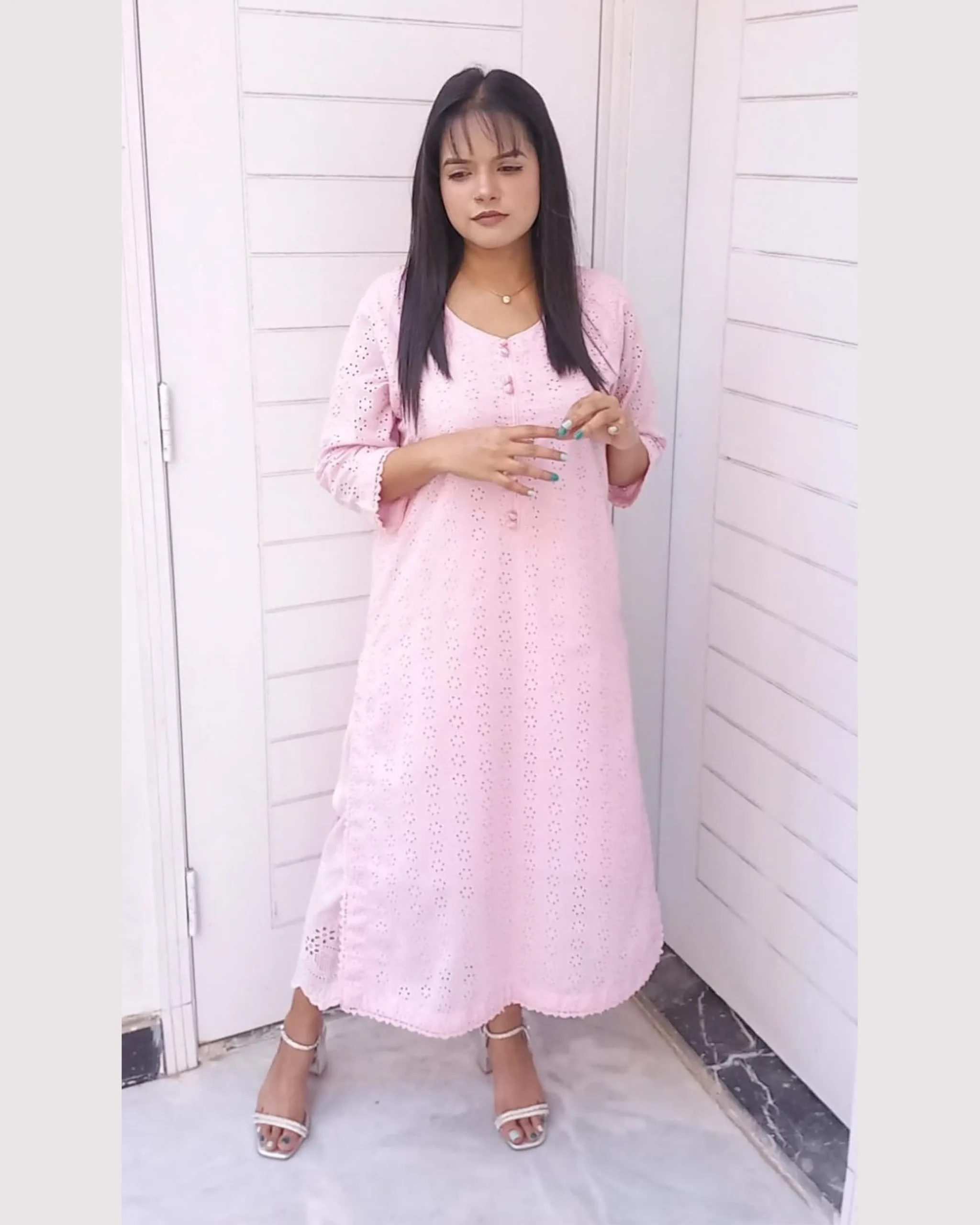 Baby Pink Chikankari 2 Piece Lawn Set For Women Elegant Baby Pink Chikankari 2 Piece Lawn Set For Women