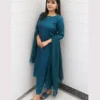 Untitled-4-05 Teal Satin Silk 3 Piece Suit