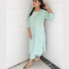 Mint Polka Dot Printed 2 Piece Lawn Suit For Women Elegant Mint Polka Dot Printed 2 Piece Lawn Suit For Women