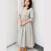 Untitled-4-09 Grey Printed Lawn Frock with Trouser
