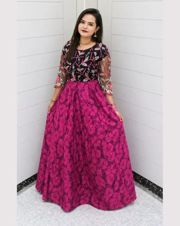 Untitled-4-15 Black Pink Embroidered Kurti Lehenga