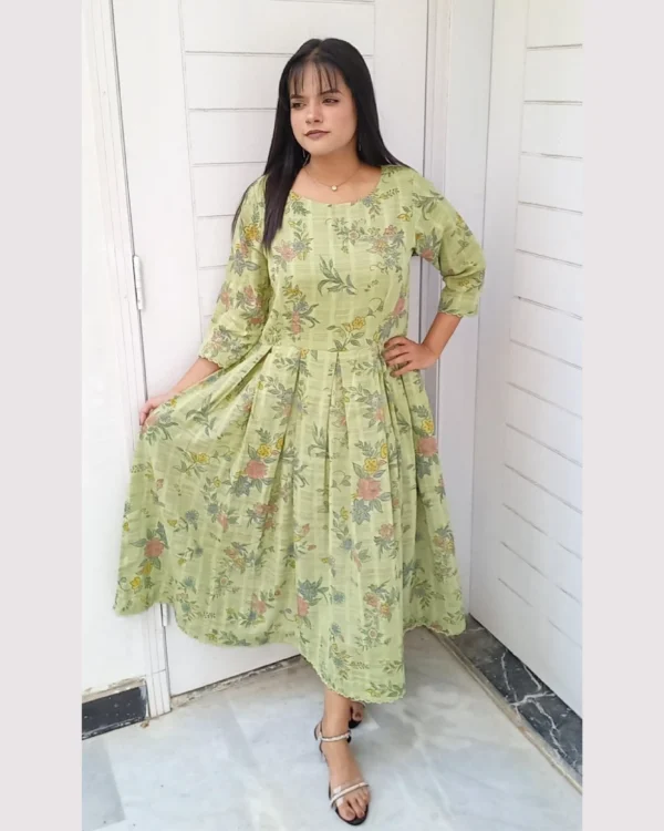 Untitled-4-16 Pastel Olive Floral Frock Set
