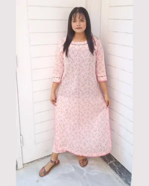 Elegant Soft Pink Floral Printed 2 Piece Lawn Suit For Women