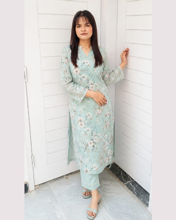 Mint Floral Printed 2-Piece Lawn Suit – Affordable Summer Lawn Collection in Pakistan Mint floral printed 2-piece lawn suit with matching trouser from affordable summer lawn collection in Pakistan